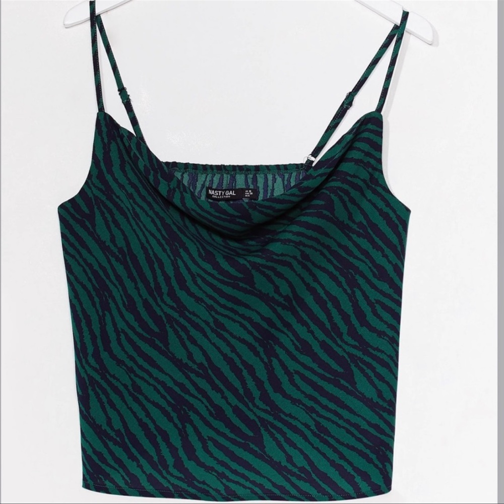 Nasty gal green zebra print top